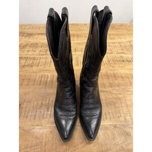 Vintage Justin L4904 Black Leather Snip Toe Cowgirl Boots Made In USA Womans 6B